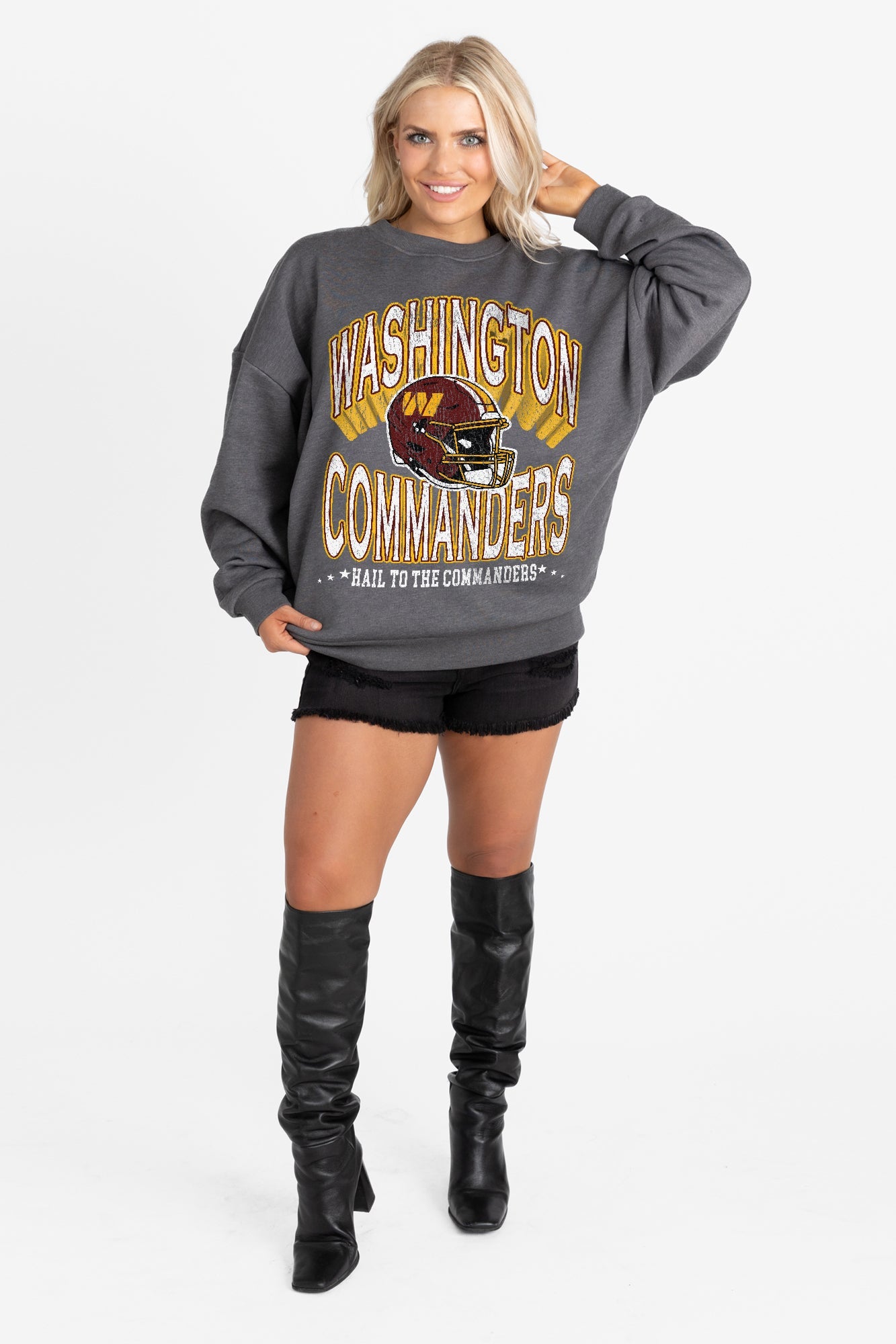 WASHINGTON COMMANDERS STAY COOL PREMIUM FLEECE CREWNECK PULLOVER BY RANDI MAHOMES