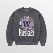 WASHINGTON HUSKIES SATURDAY SEAL PREMIUM FLEECE DROP SHOULDER CREWNECK PULLOVER