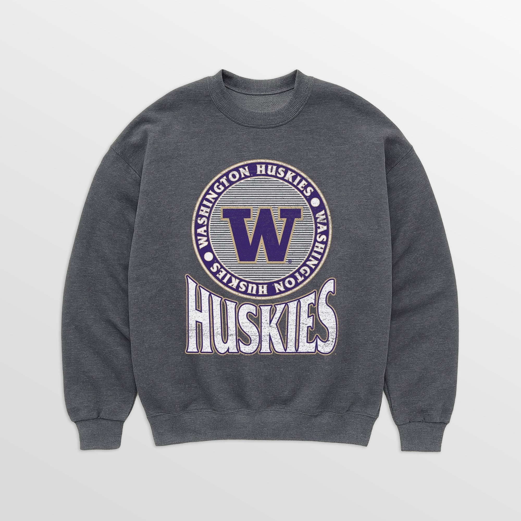 WASHINGTON HUSKIES SATURDAY SEAL PREMIUM FLEECE DROP SHOULDER CREWNECK PULLOVER