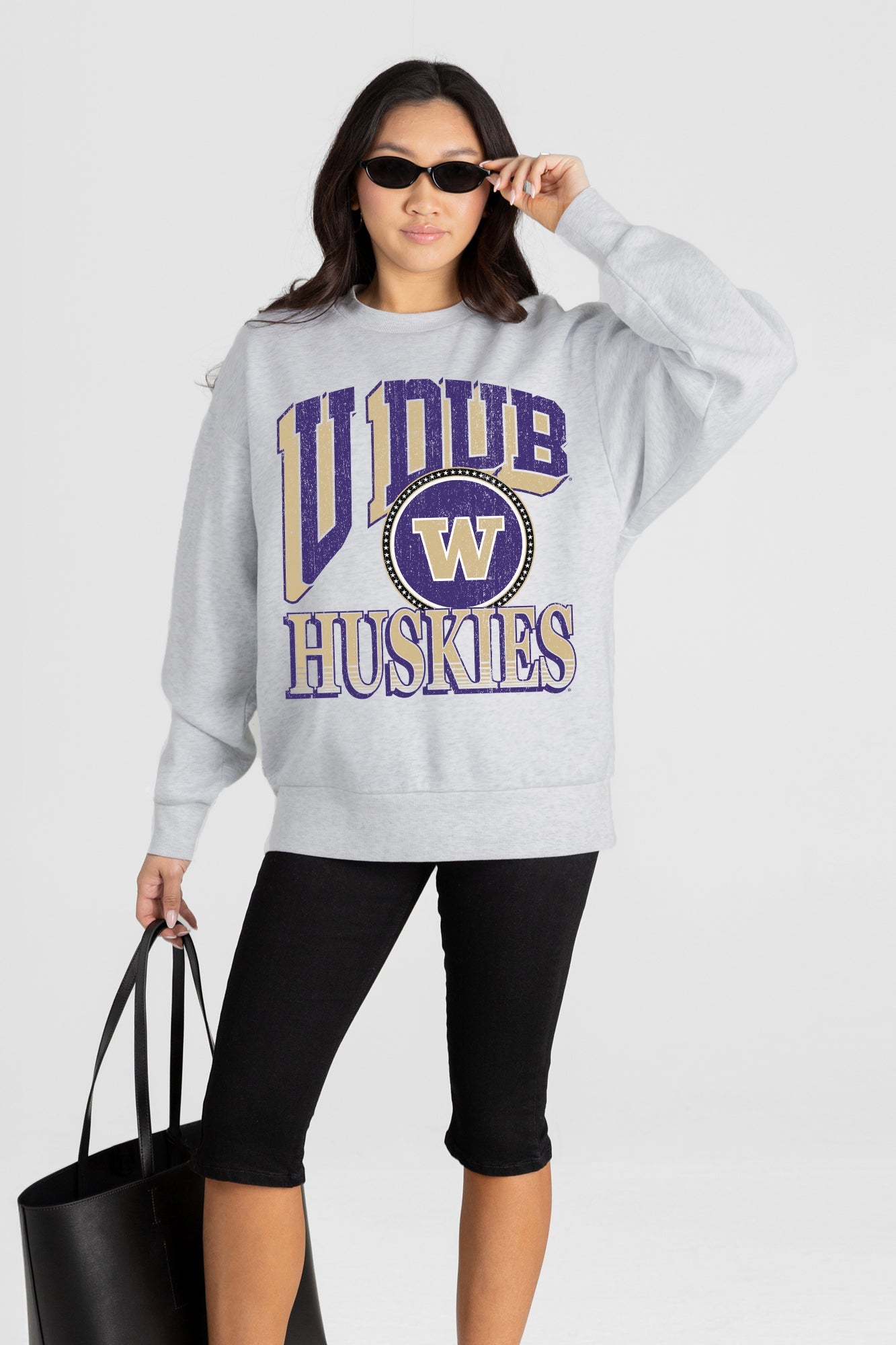 WASHINGTON HUSKIES GAME ON PREMIUM FLEECE DROP SHOULDER CREWNECK PULLOVER