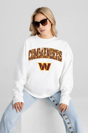WASHINGTON COMMANDERS SWEET PLAY PREMIUM FLEECE DROP SHOULDER CREWNECK PULLOVER