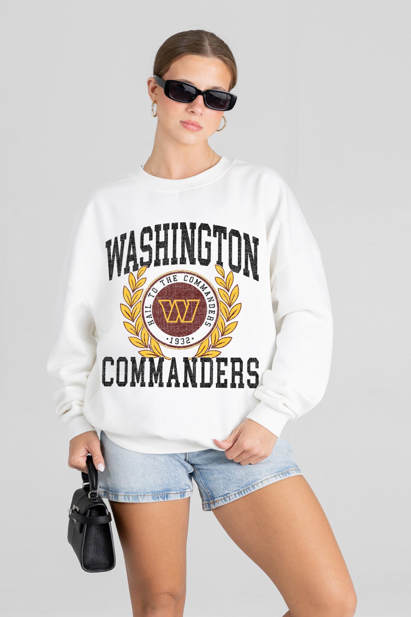 WASHINGTON COMMANDERS GOLD STANDARD PREMIUM FLEECE DROP SHOULDER CREWNECK PULLOVER