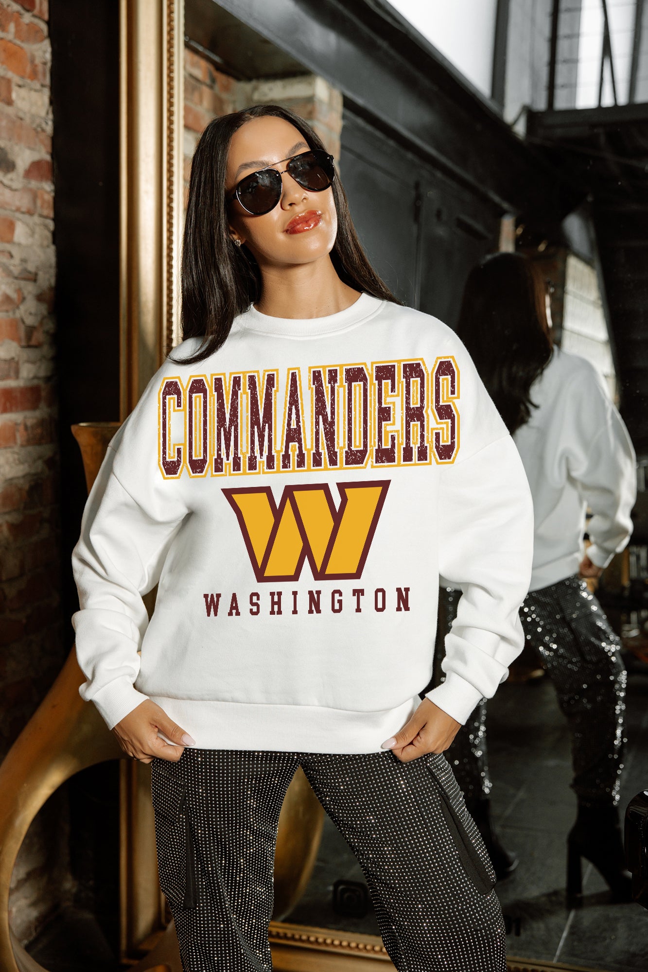 WASHINGTON COMMANDERS Sunday Drives Fleece Crewneck Pullover