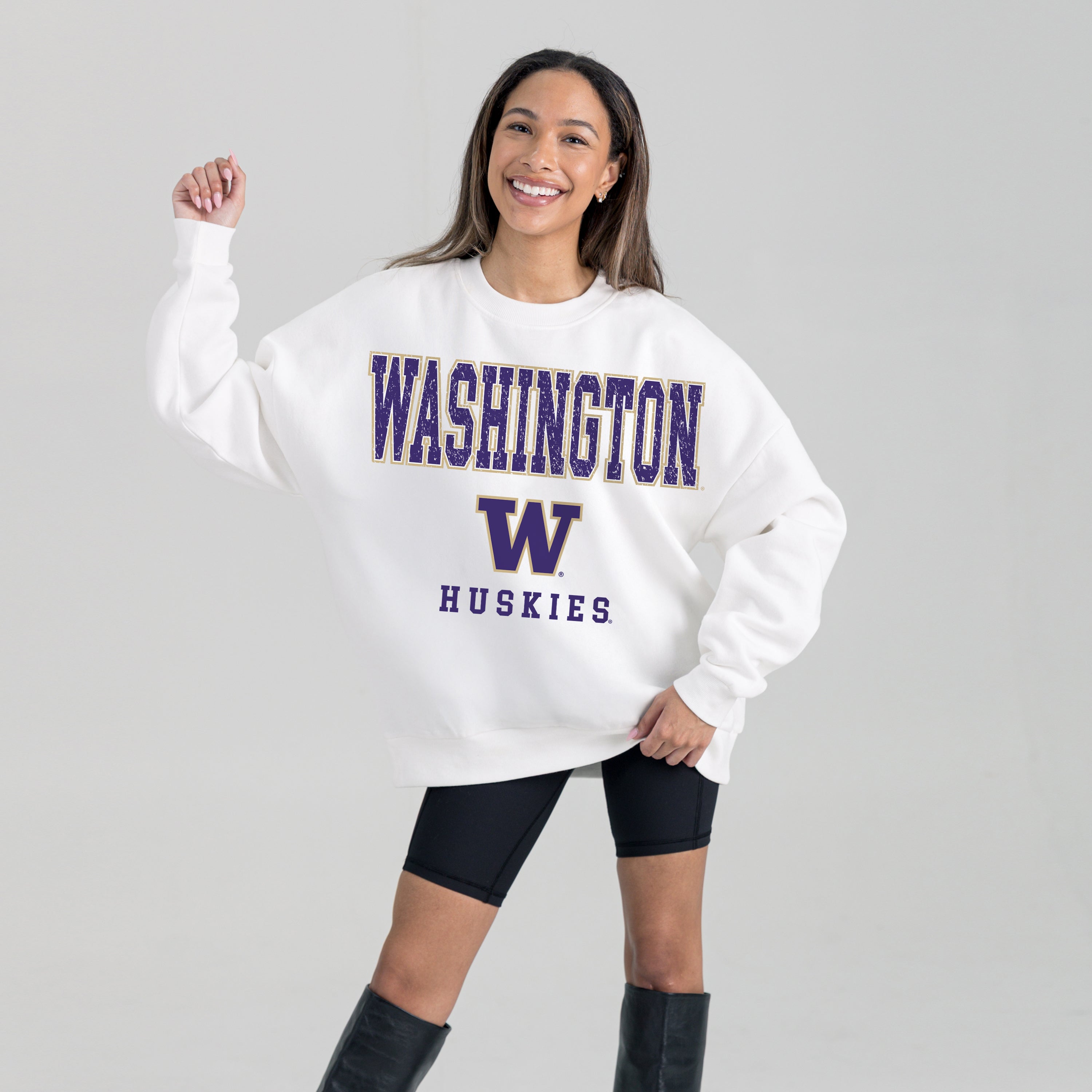 WASHINGTON HUSKIES FREESTYLE PREMIUM FLEECE CREWNECK PULLOVER