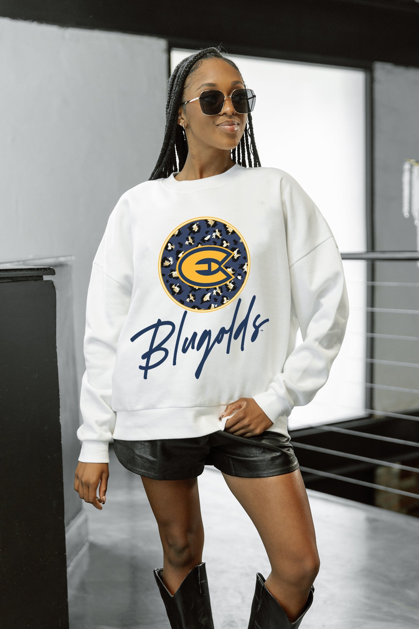 WISCONSIN-EAU CLAIRE BLUGOLDS WILD BREAKTHROUGH PREMIUM FLEECE CREWNECK PULLOVER