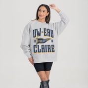 WISCONSIN-EAU CLAIRE BLUGOLDS PENNANT PRIDE PREMIUM FLEECE DROP SHOULDER CREWNECK PULLOVER