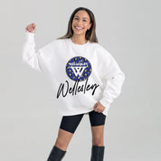 WELLESLEY BLUE WILD BREAKTHROUGH PREMIUM FLEECE CREWNECK PULLOVER
