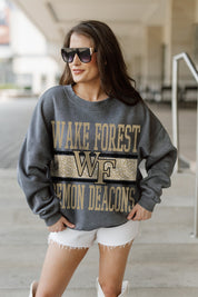 WAKE FOREST DEMON DEACONS WILD TAILGATE PREMIUM FLEECE DROP SHOULDER CREWNECK PULLOVER