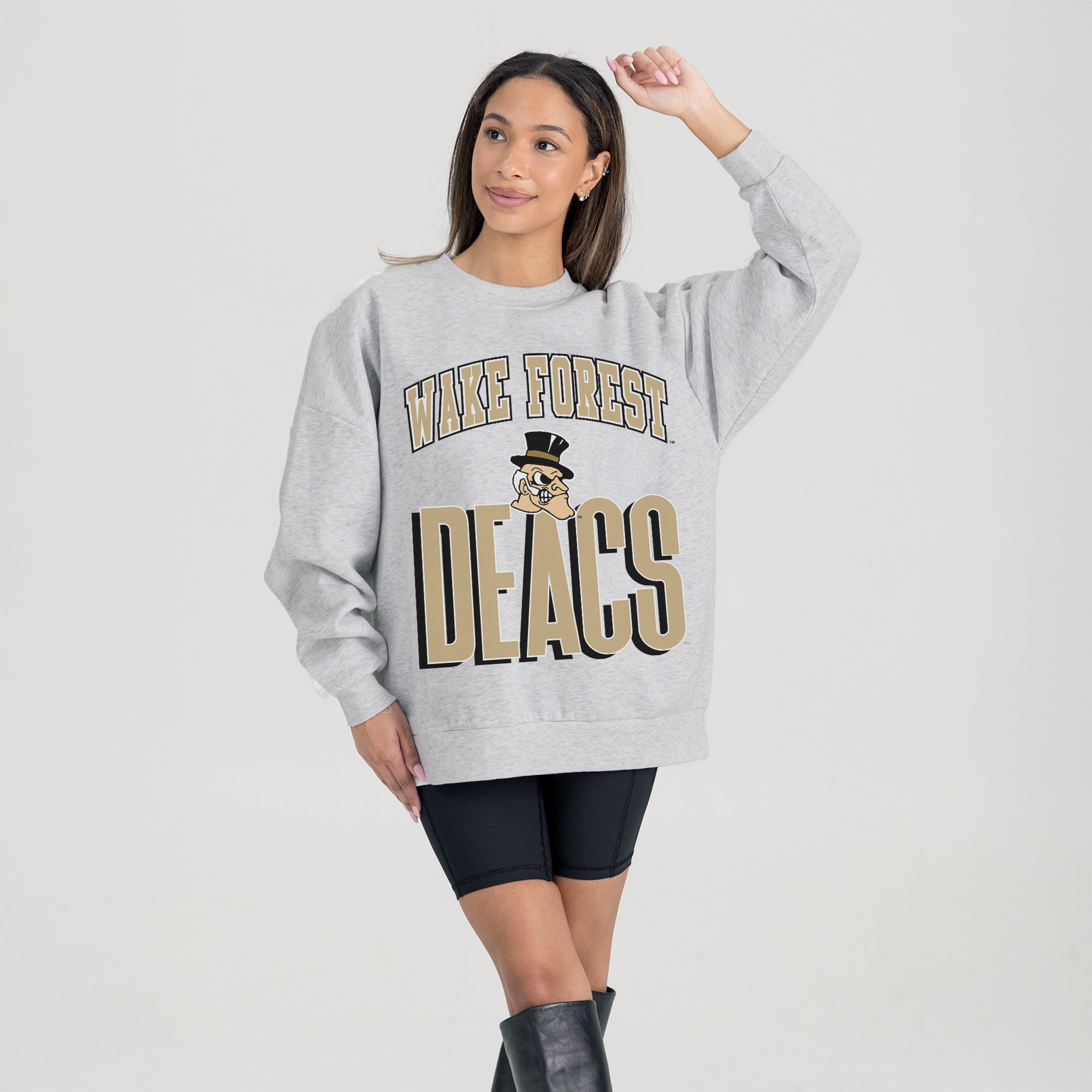 WAKE FOREST DEMON DEACONS FIERCE FOCUS PREMIUM FLEECE DROP SHOULDER CREWNECK PULLOVER