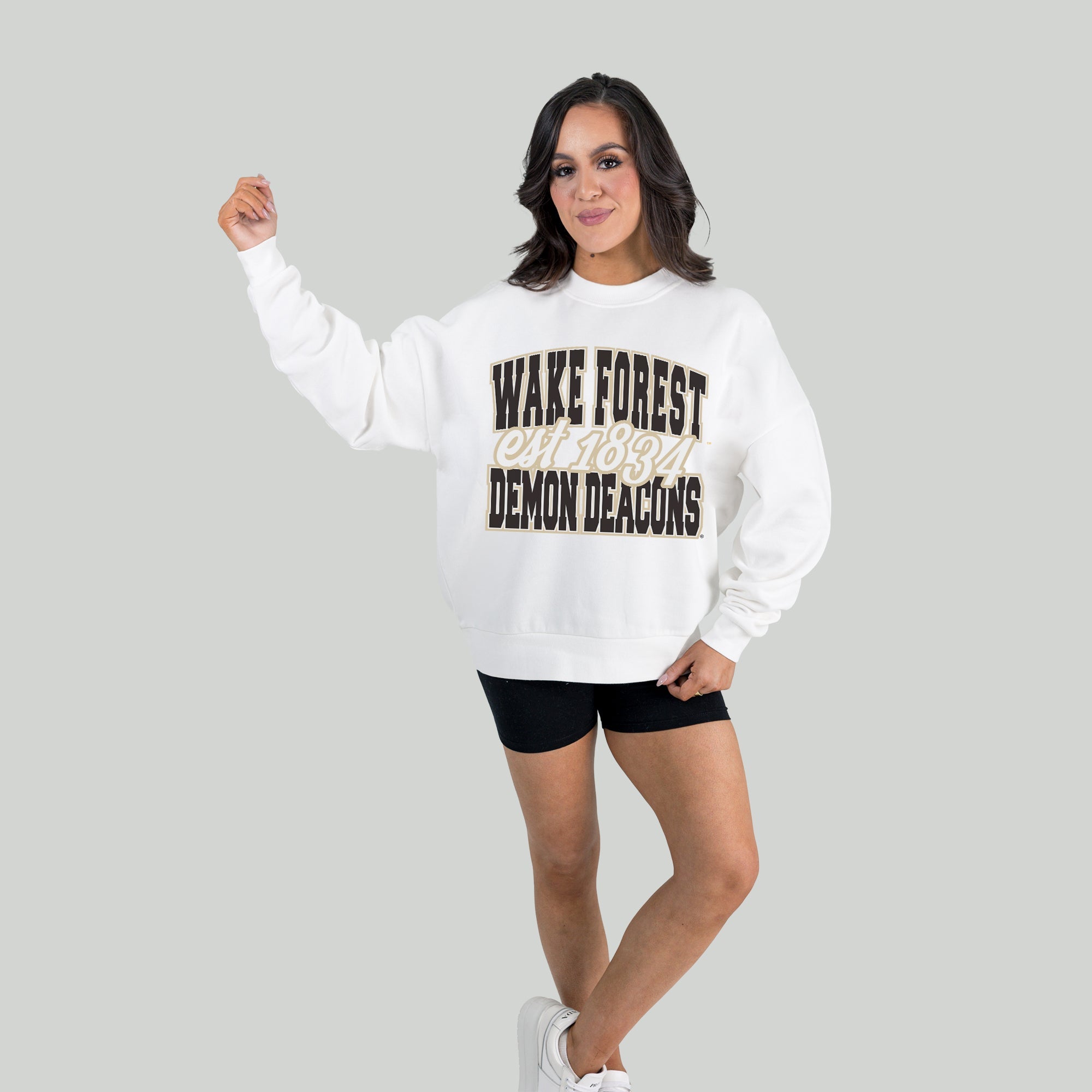 WAKE FOREST DEMON DEACONS FADED FORMATION PREMIUM FLEECE DROP SHOULDER CREWNECK PULLOVER