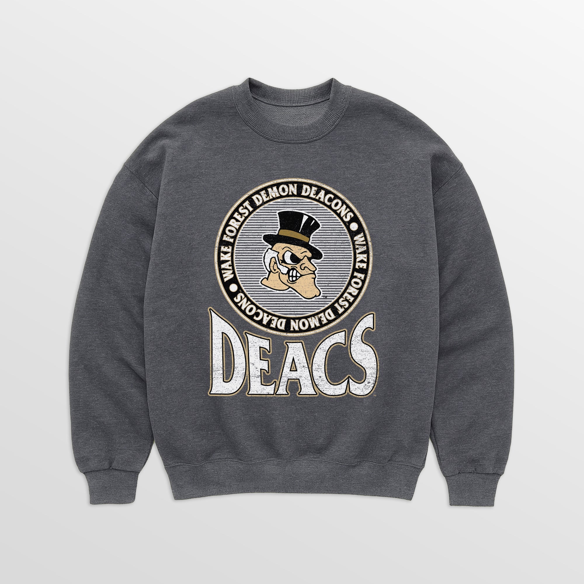 WAKE FOREST DEMON DEACONS SATURDAY SEAL PREMIUM FLEECE DROP SHOULDER CREWNECK PULLOVER