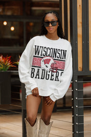 WISCONSIN BADGERS FAIR CATCH PREMIUM FLEECE DROP SHOULDER CREWNECK PULLOVER