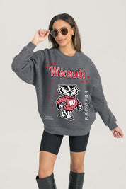 WISCONSIN BADGERS READY TO RUMBLE PREMIUM FLEECE DROP SHOULDER CREWNECK PULLOVER