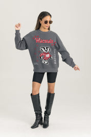 WISCONSIN BADGERS READY TO RUMBLE PREMIUM FLEECE DROP SHOULDER CREWNECK PULLOVER
