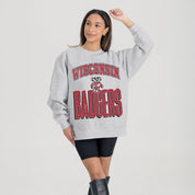 WISCONSIN BADGERS FIERCE FOCUS PREMIUM FLEECE DROP SHOULDER CREWNECK PULLOVER
