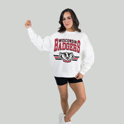 WISCONSIN BADGERS SWIFT STRIKE PREMIUM FLEECE DROP SHOULDER CREWNECK PULLOVER