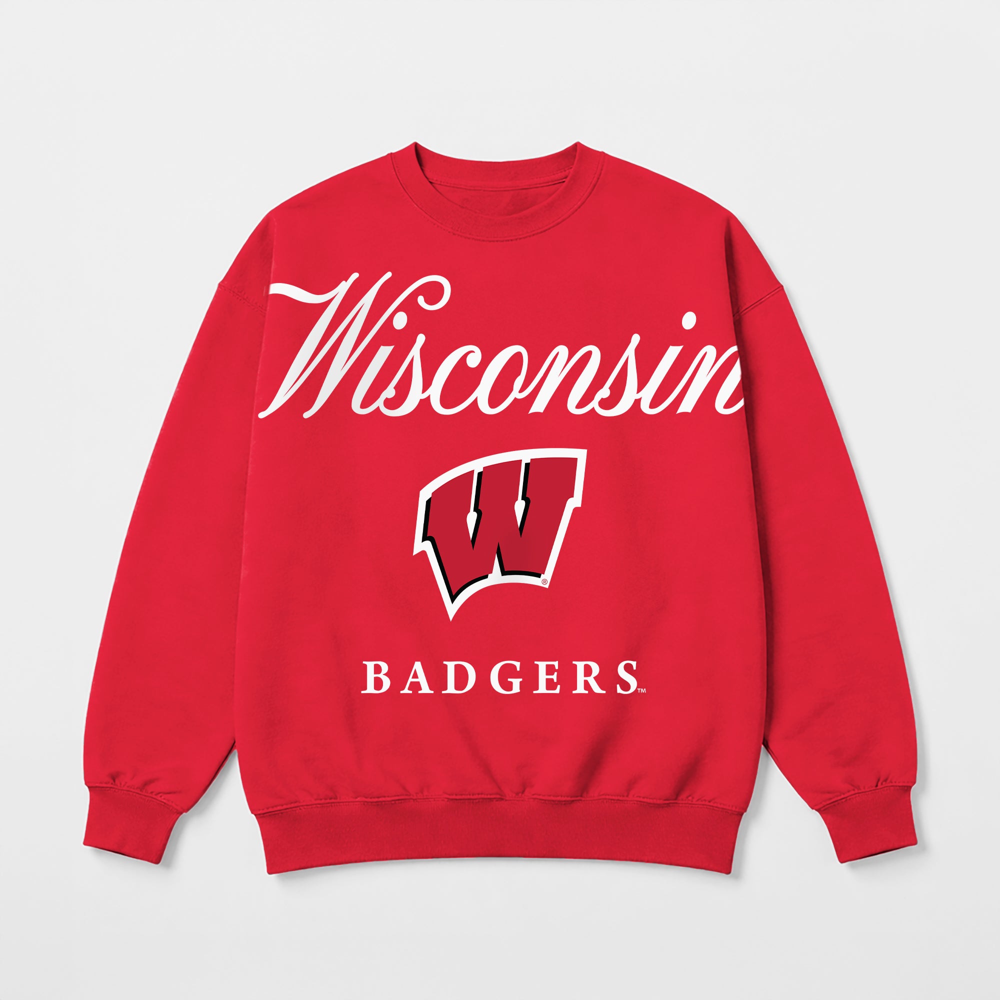 WISCONSIN BADGERS LEGACY CLUB PREMIUM FLEECE DROP SHOULDER CREWNECK PULLOVER
