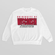 WISCONSIN BADGERS ALUMNI ERA PREMIUM DROP SHOULDER FLEECE CREWNECK PULLOVER