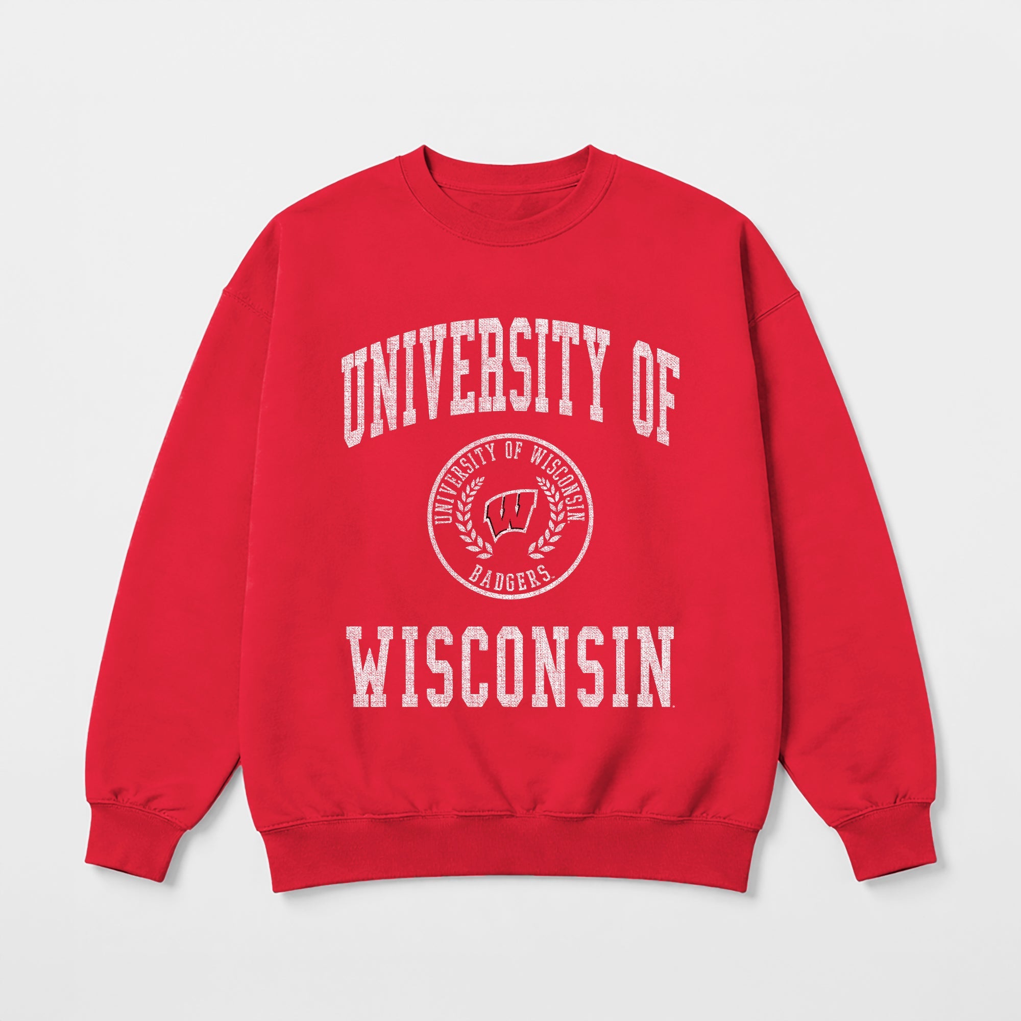 WISCONSIN BADGERS PRIME PLAY PREMIUM FLEECE DROP SHOULDER CREWNECK PULLOVER