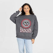 WISCONSIN BADGERS SATURDAY SEAL PREMIUM FLEECE DROP SHOULDER CREWNECK PULLOVER