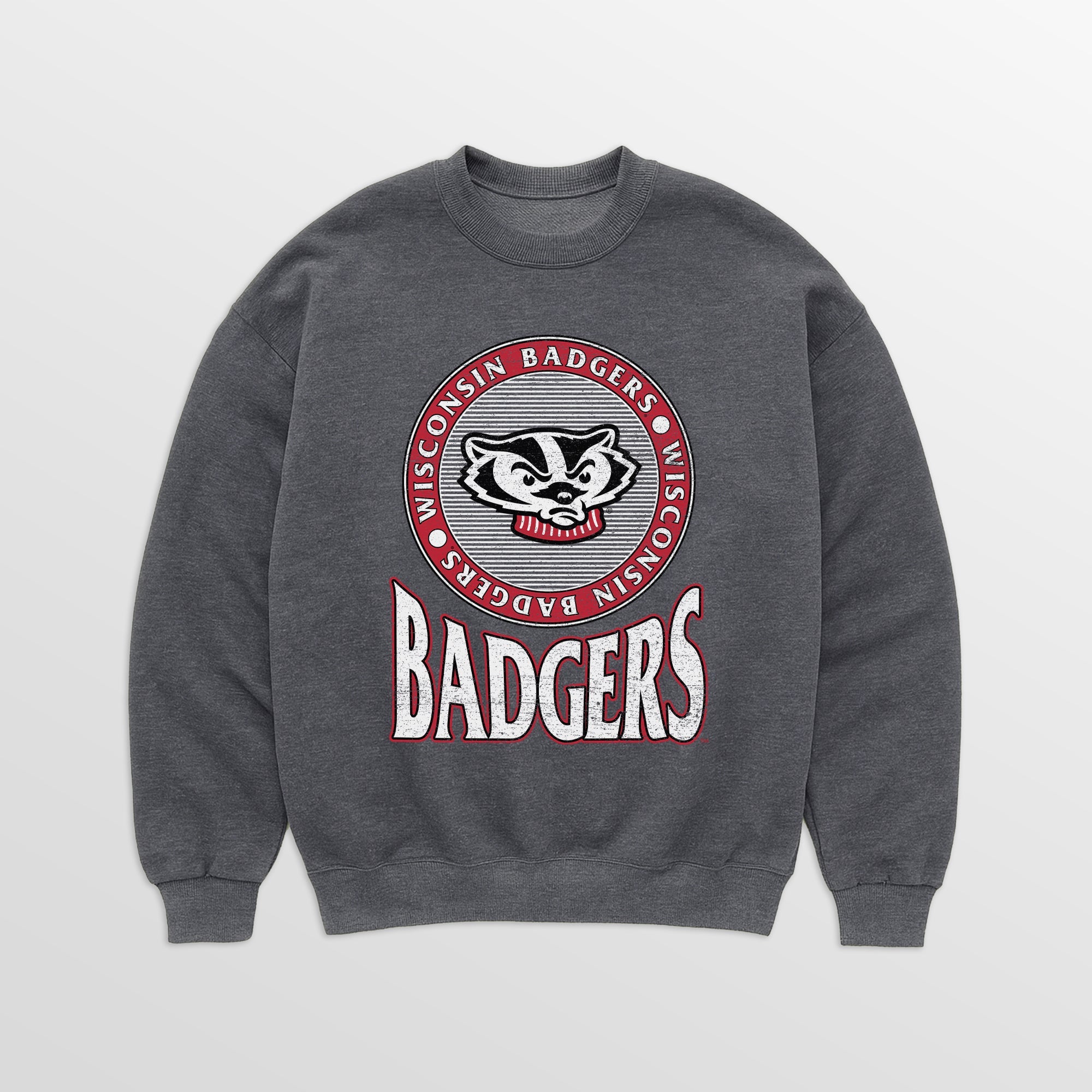 WISCONSIN BADGERS SATURDAY SEAL PREMIUM FLEECE DROP SHOULDER CREWNECK PULLOVER