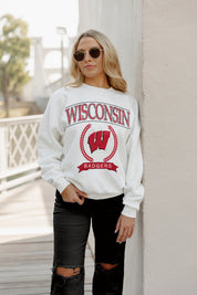 WISCONSIN BADGERS Having A Ball Fleece Crew Pullover By Madi Prewett Troutt