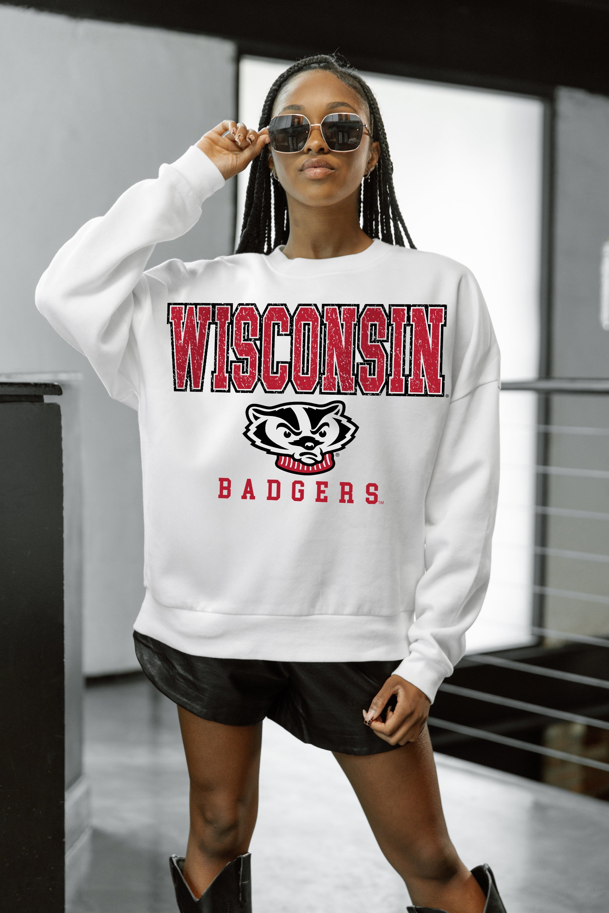 WISCONSIN BADGERS Freestyle Fleece Drop-Shoulder Pullover