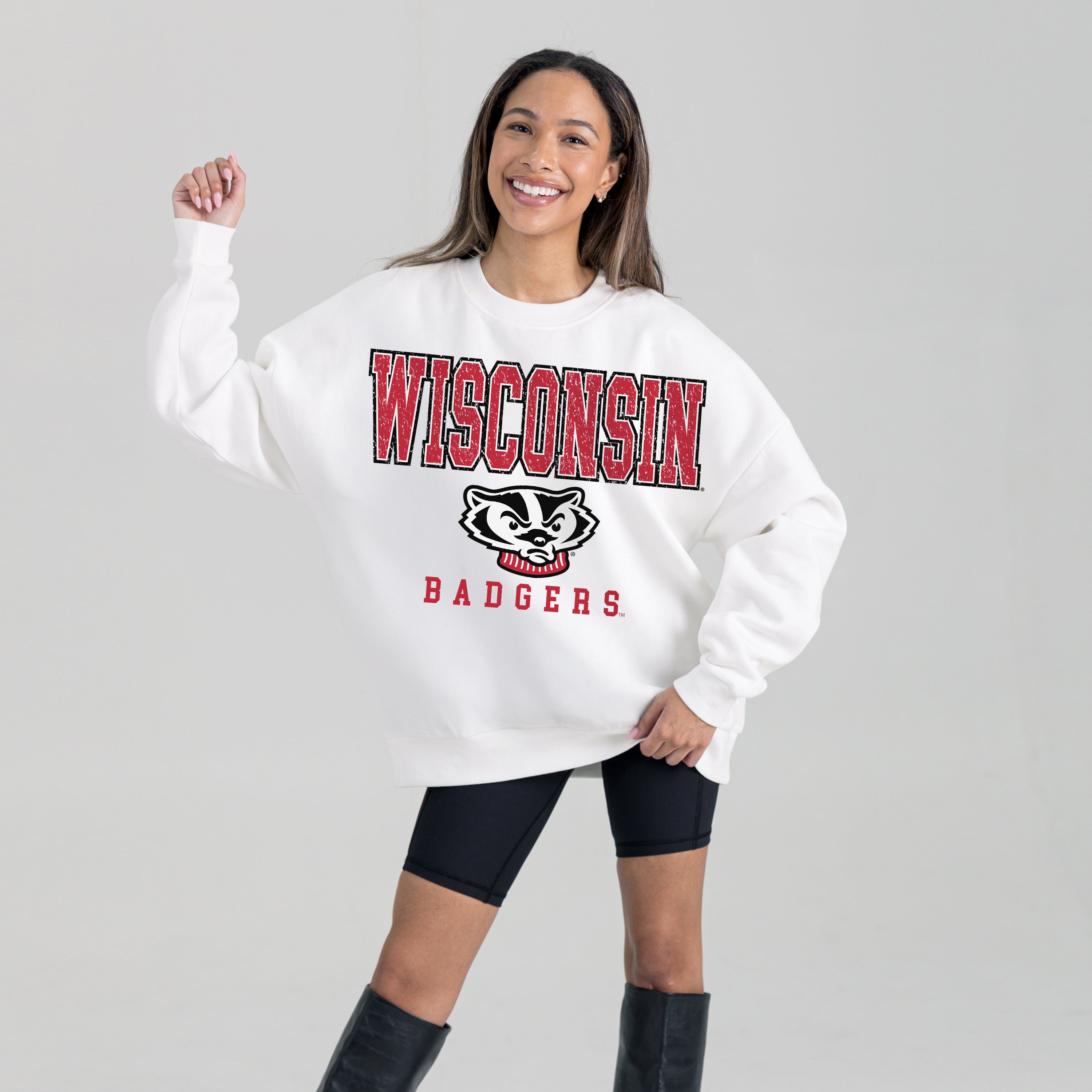 WISCONSIN BADGERS Freestyle Fleece Drop-Shoulder Pullover