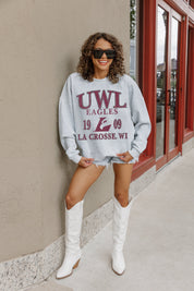 UW LA CROSSE EAGLES ALLEGIANCE PREMIUM FLEECE DROP SHOULDER CREWNECK PULLOVER