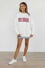 WASHINGTON STATE COUGARS ALL-STAR APPEAL PREMIUM FLEECE DROP SHOULDER CREWNECK PULLOVER BY MADI PREWETT TROUTT