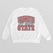 WASHINGTON STATE COUGARS FADED FORMATION PREMIUM FLEECE DROP SHOULDER CREWNECK PULLOVER