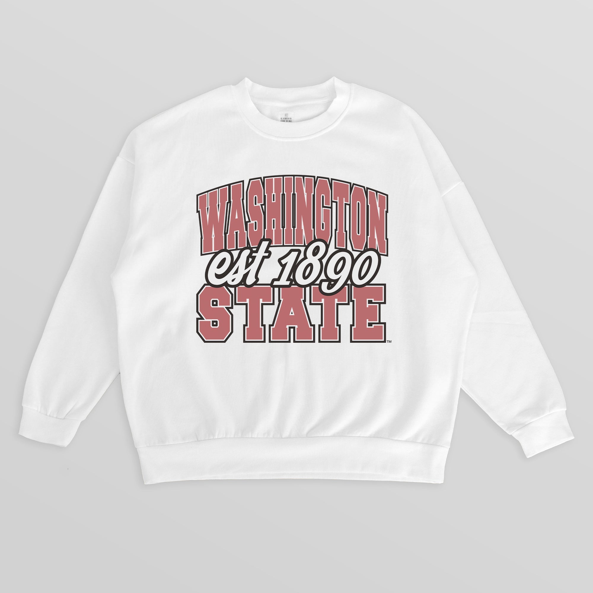 WASHINGTON STATE COUGARS FADED FORMATION PREMIUM FLEECE DROP SHOULDER CREWNECK PULLOVER
