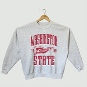 WASHINGTON STATE COUGARS PENNANT PRIDE PREMIUM FLEECE DROP SHOULDER CREWNECK PULLOVER