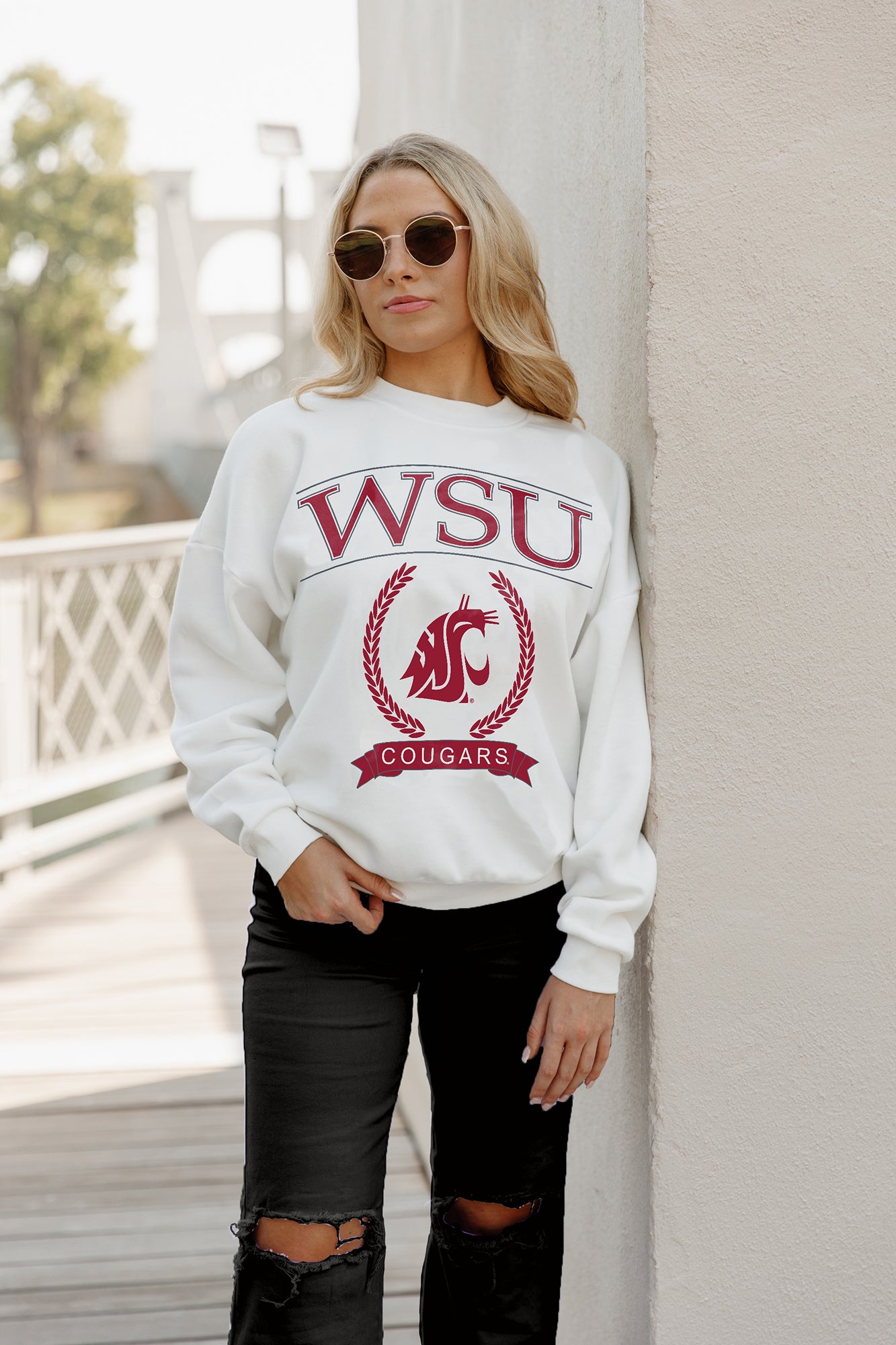 WASHINGTON STATE COUGARS Having A Ball Fleece Crew Pullover By Madi Prewett Troutt