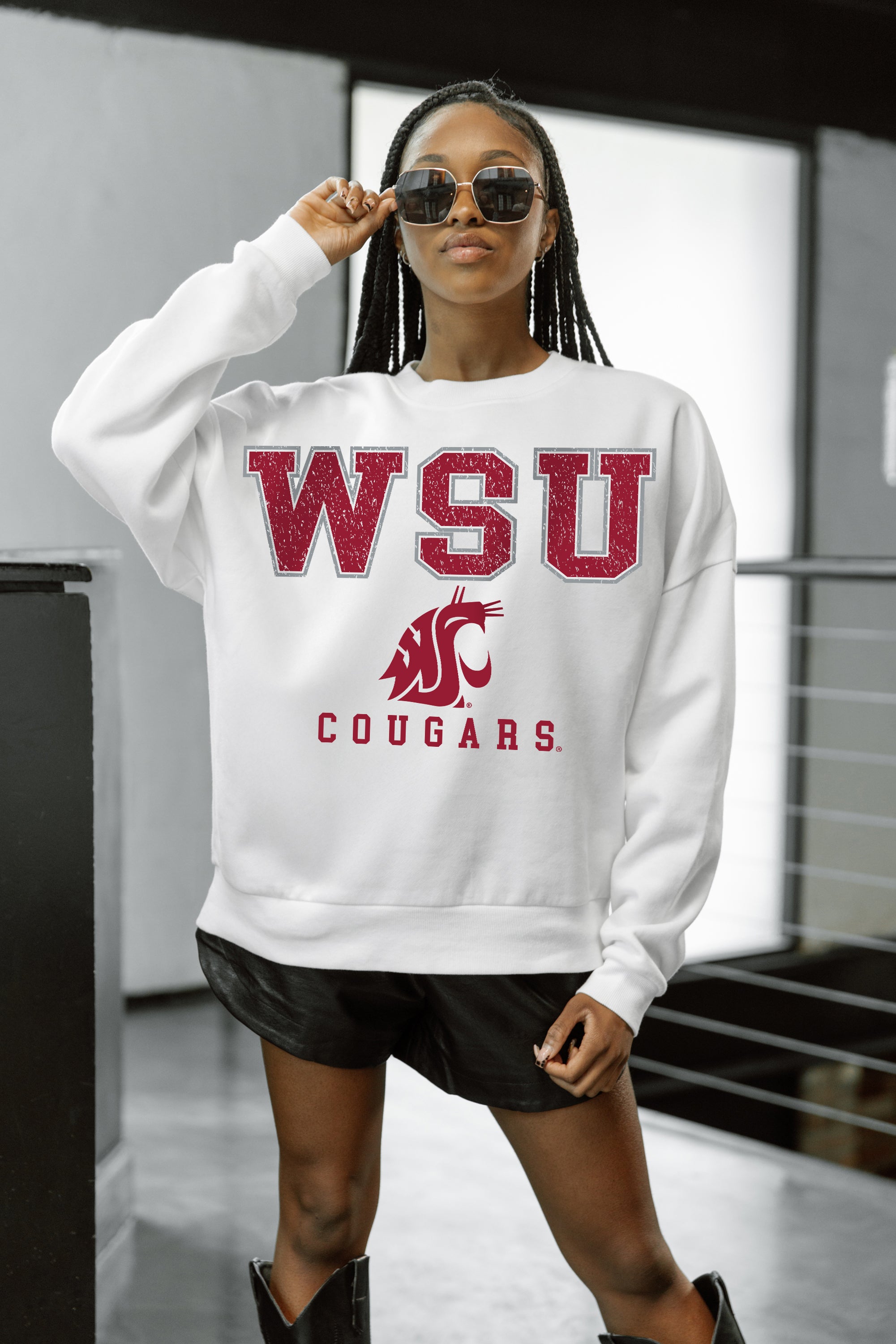 WASHINGTON STATE COUGARS Freestyle Fleece Drop-Shoulder Pullover