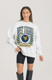 WEST VIRGINIA MOUNTAINEERS HERITAGE PREMIUM FLEECE DROP SHOULDER CREWNECK PULLOVER