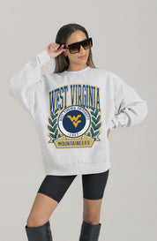 WEST VIRGINIA MOUNTAINEERS HERITAGE PREMIUM FLEECE DROP SHOULDER CREWNECK PULLOVER