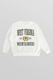 WEST VIRGINIA MOUNTAINEERS TIMELESS TRIUMPH PREMIUM FLEECE DROP SHOULDER CREWNECK PULLOVER
