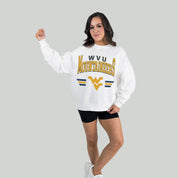 WEST VIRGINIA MOUNTAINEERS SWIFT STRIKE PREMIUM FLEECE DROP SHOULDER CREWNECK PULLOVER