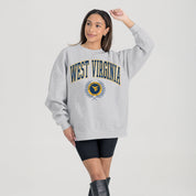 WEST VIRGINIA MOUNTAINEERS TRADITION REFINED PREMIUM FLEECE CREWNECK PULLOVER