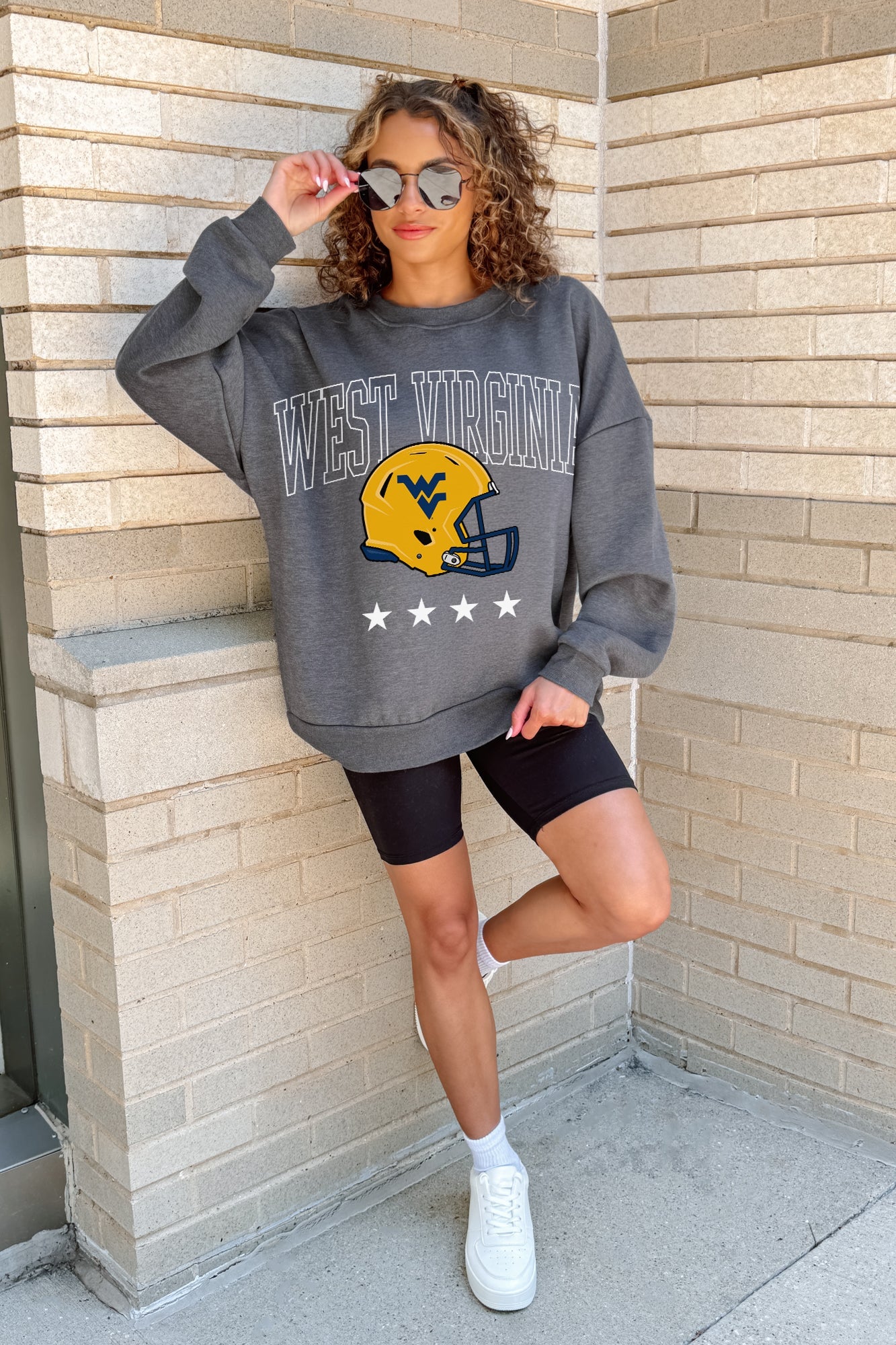 WEST VIRGINIA MOUNTAINEERS RISING STAR PREMIUM FLEECE CREWNECK PULLOVER