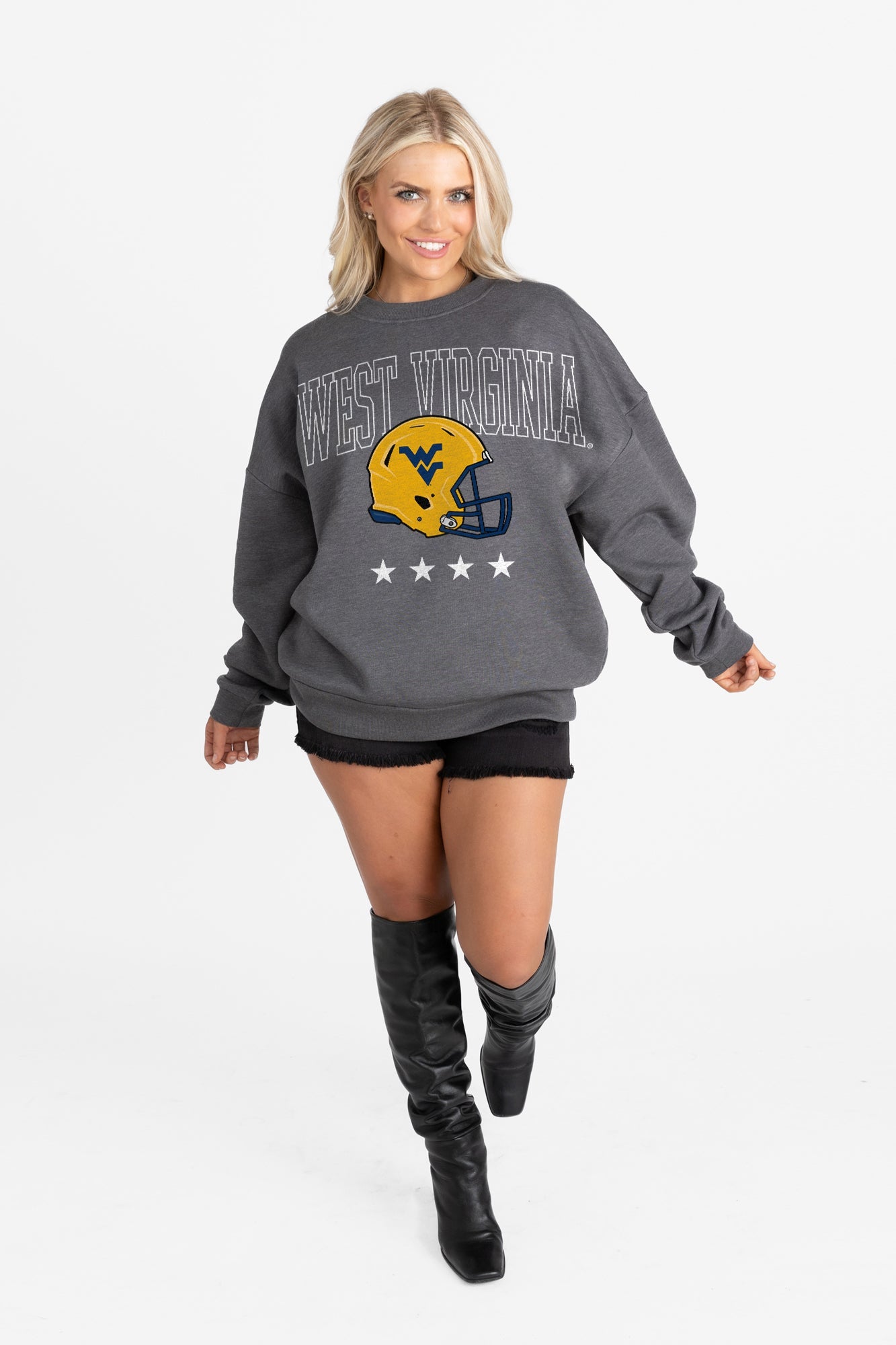WEST VIRGINIA MOUNTAINEERS RISING STAR PREMIUM FLEECE CREWNECK PULLOVER