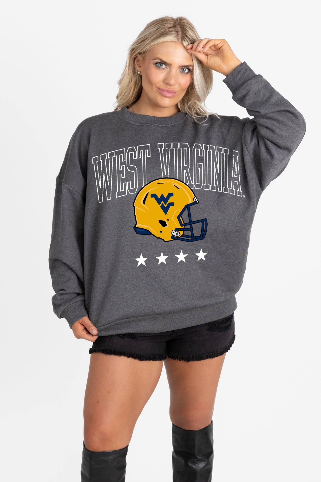 WEST VIRGINIA MOUNTAINEERS RISING STAR PREMIUM FLEECE CREWNECK PULLOVER