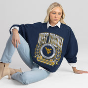 WEST VIRGINIA MOUNTAINEERS CLASSIC ARCHIVES PREMIUM DROP SHOULDER FLEECE CREWNECK PULLOVER