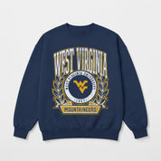 WEST VIRGINIA MOUNTAINEERS CLASSIC ARCHIVES PREMIUM DROP SHOULDER FLEECE CREWNECK PULLOVER