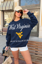 WEST VIRGINIA MOUNTAINEERS LEGACY CLUB PREMIUM FLEECE DROP SHOULDER CREWNECK PULLOVER