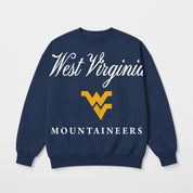 WEST VIRGINIA MOUNTAINEERS LEGACY CLUB PREMIUM FLEECE DROP SHOULDER CREWNECK PULLOVER
