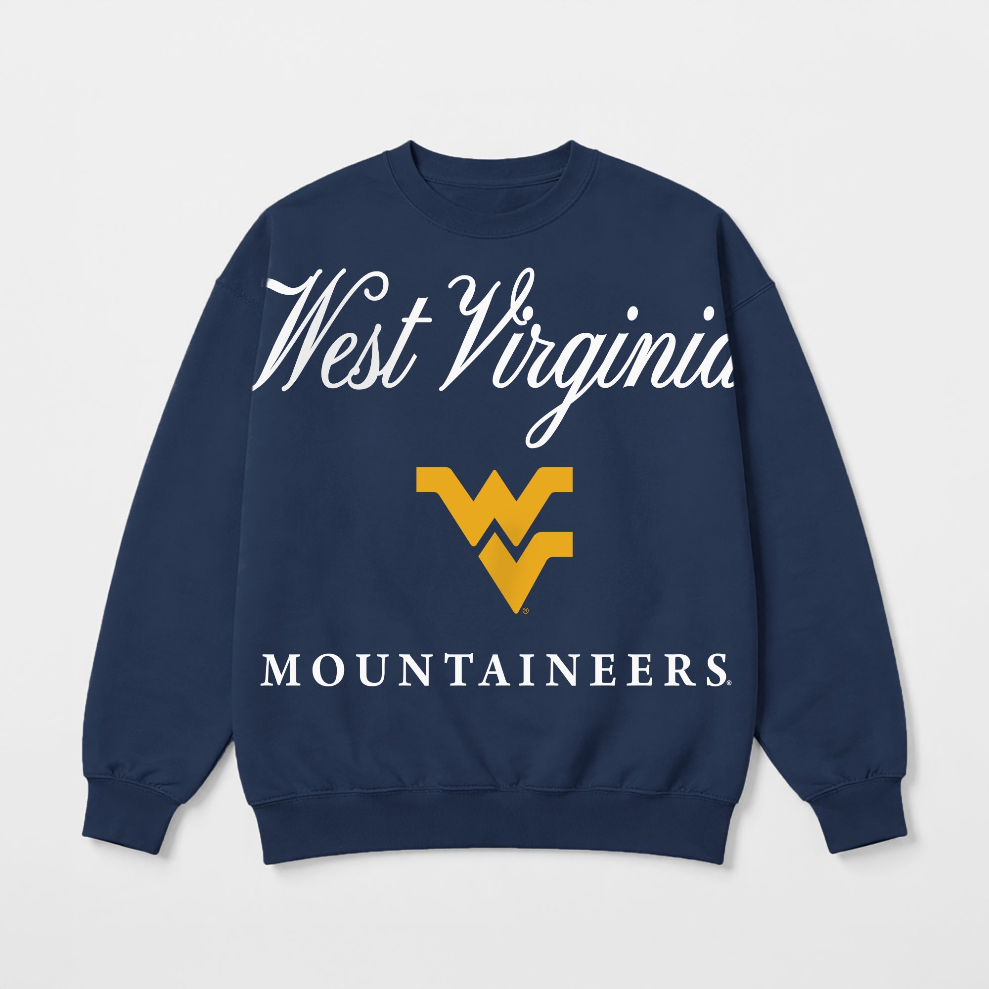 WEST VIRGINIA MOUNTAINEERS LEGACY CLUB PREMIUM FLEECE DROP SHOULDER CREWNECK PULLOVER