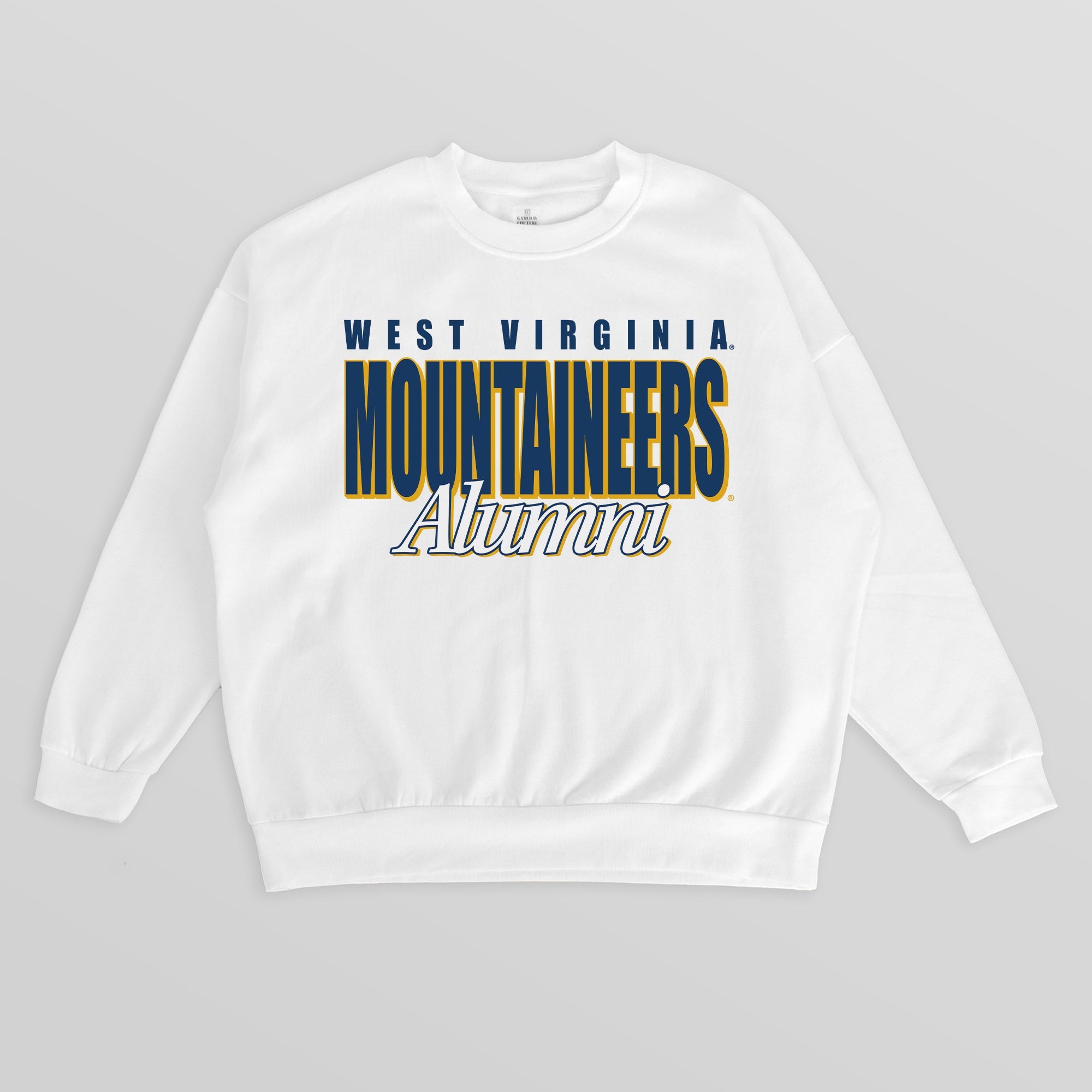 WEST VIRGINIA MOUNTAINEERS ALUMNI ERA PREMIUM DROP SHOULDER FLEECE CREWNECK PULLOVER