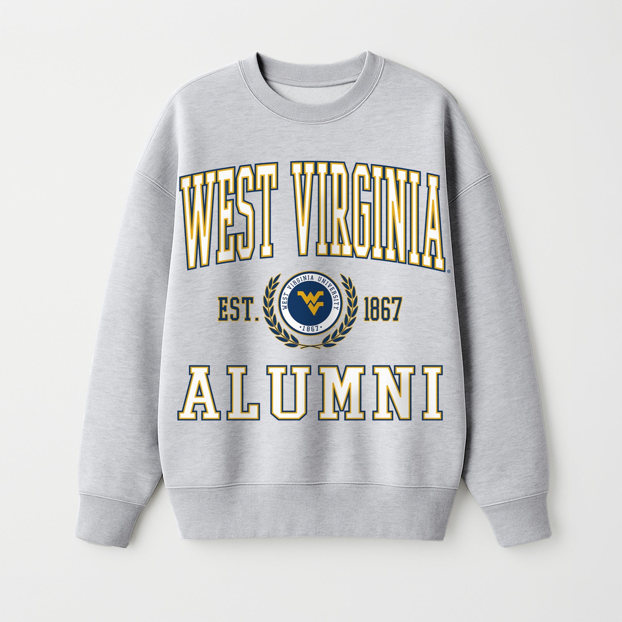 WEST VIRGINIA MOUNTAINEERS DEGREE UNLOCKED PREMIUM DROP SHOULDER FLEECE CREWNECK PULLOVER